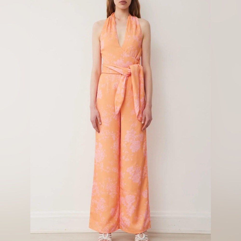 BOSKEMPER JUMPSUIT - pink & orange halter jumper | NEW | fitted retro style